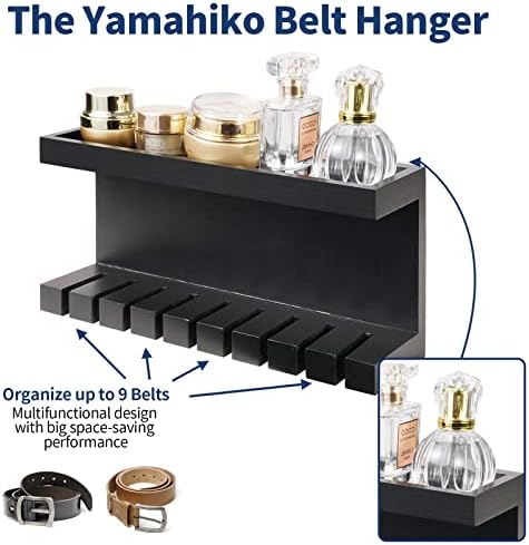 Yamahiko Belt Organizer - Wall Mounted Hanger with Double Shelving, Universal Rack for Men & Women, Black - Image 3
