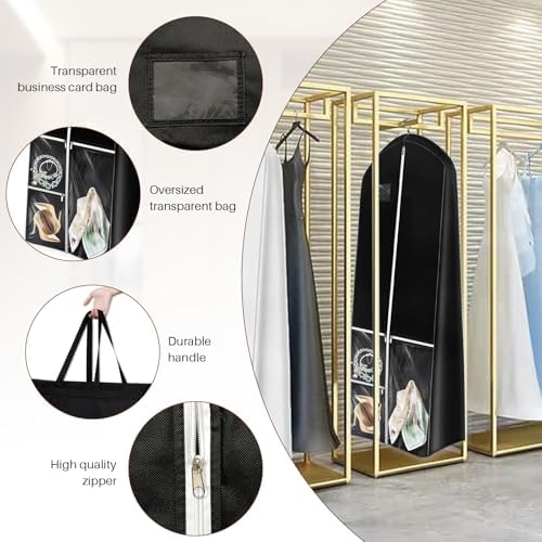 Dress Garment Bags, Black, 70'' Long for Travel - Image 6