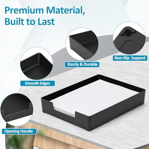 Letter Tray, Desk Organizer Tray, A4 Plastic Paper Tray Organizer for Desk, Stackable Rectangular Inbox Mail File Holder, Drawer Organizer for Desk Accessories Office School Home Supplies (Black) - Image 4