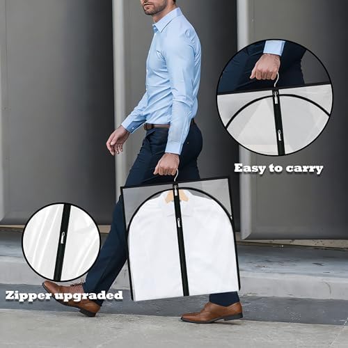 Garment Bags for Hanging Clothes, 45'' Suit Bag Cover for Storage and Travel, Dress Bags for Gowns Long (Clear) - Image 4