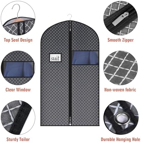 Univivi Suit Bags for Closet Storage and Travel, 40 Inch, 10 Pack, Black - Image 3