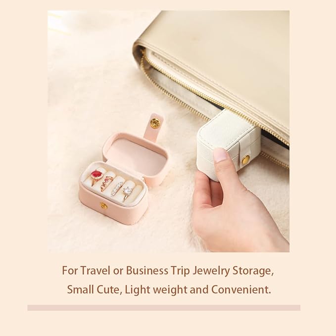 Travel Jewelry Ring Case,Small Jewelry Ring Box,Ring Holder,Mini Jewelry Case Portable Storage Case, for Women Girls, for Travel,Business,Wedding,Bridesmaid Gift(Pink)