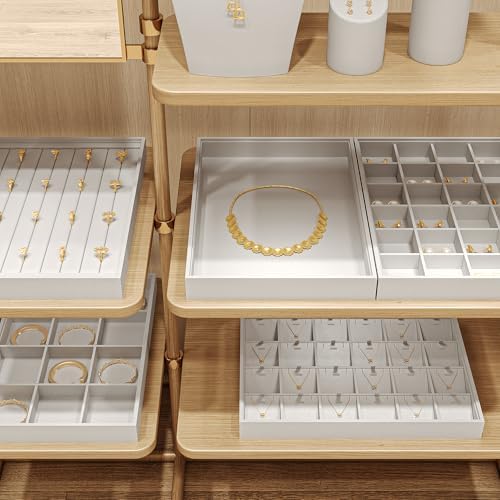 24-Grid PU Leather Jewelry Tray for Ring & Earring Storage White - Image 6