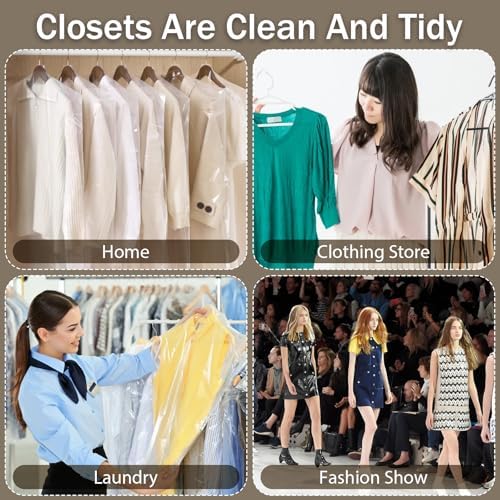 100 Pack 71 Inch Clear Plastic Garment Bag, Extra Long Dry Cleaning Bag, Dry Cleaner Hanging Clothes Cover, Hanging Clothes Storage for Long Dresses, Home Storage, Travel, Moving - Dust-proof - Image 5