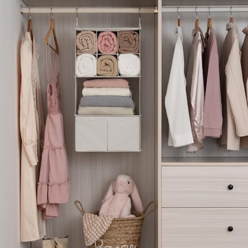 GRANNY SAYS 4-Shelf Hanging Closet Organizer with Drawer, Foldable Storage - Image 2