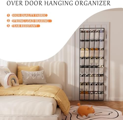 homyfort Over the Door Shoe Organizer, 40 Large Breathable Mesh Pocket,Space Saving Hanging Shoe Rack,Shoe Storage Holder for Entryway Bedroom Closet - Image 6