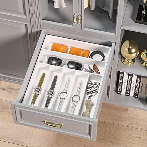 Utensil Organizer Silverware Drawer Organizer - 7 Slots Bamboo Cutlery Organizer Multi-Purpose Silverware Divider for Kitchen Flatware, Hair Accessories, Repair Tools, Art Set W13”x L17” (White) - Image 6