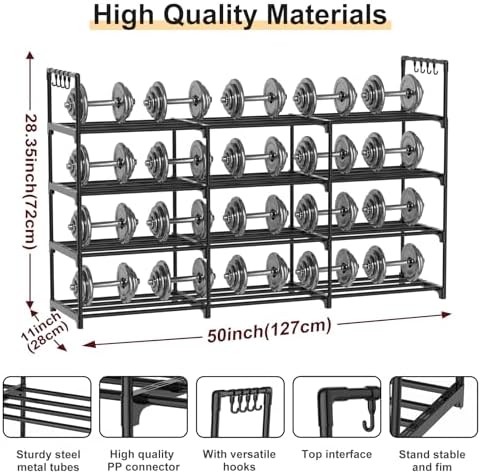 3 Row 4 Tier Long Shoe Rack, Black Metal Stackable Shoe Shelf with Multifunctional Hooks, Shoe Storage Hold 24-30 Pairs, Space Saving Shoe Organizer for Closet,Wide Shoe Rack - Image 3