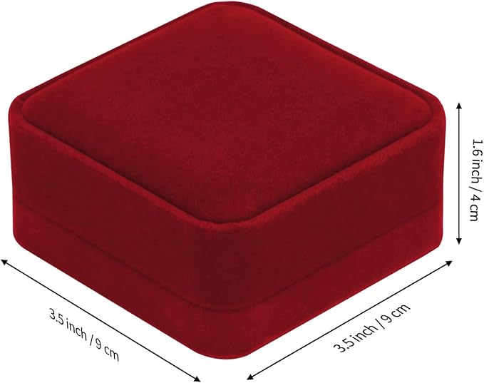 LETURE 4 Pieces Classic Velvet Bracelet Bangle Pendant Necklace Gift Box, Travel Jewelry Box Display Storage Case for Gift, Wedding, Engagement, Proposal, Birthday (4PCS Bracelet-RED)