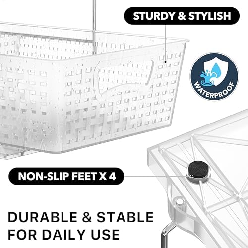 Simple Houseware 2 Tier Pull-Out Sliding Drawer Under Sink Storage, Clear - Image 5