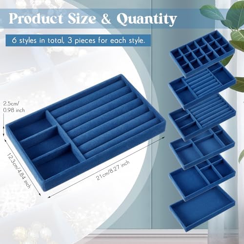 Junkin 18 Pcs Stackable Jewelry Drawer Organizer Inserts Peacock Blue - Image 2