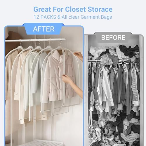 Garment Bags for Hanging Clothes 24'' x 60'' (Set of 12) Coat Covers for Closet Foldable Washable Dress Bags for Hanging Clothes for Long Dress Dance Costumes Suits Gowns Coats - Image 7