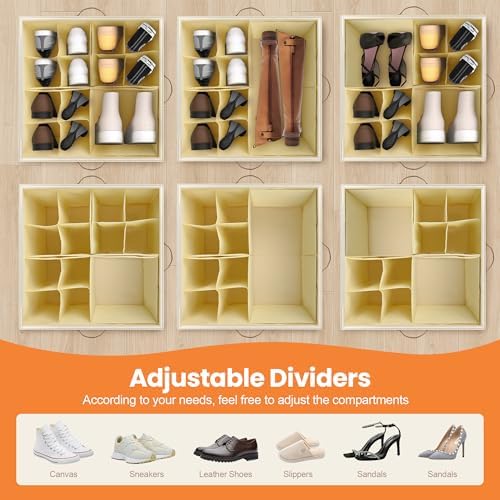 Foyego Shoe Organizer for Closet, Shoe Storage with Wheels, Beige - Image 6