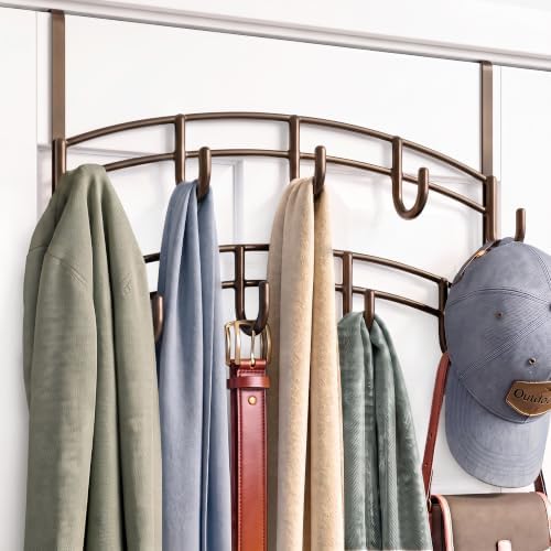 LYNK Professional® Home™ Over the Door Hooks - 9 Hook – Over the Door Coat Rack - Over the Door Hanger - Hanging Towels or Clothes - Bathroom, Bedroom, Laundry Room - Lifetime Ltd. Warranty, Bronze by LynkInc
