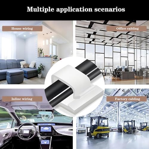 Cable Clips，50PCS Electrical Cord Management Adhesive Cable Wire Clip Wire Clips wall，Used for Cars, Offices, and Homes Cable Clips Cord Organizer (White) - Image 6