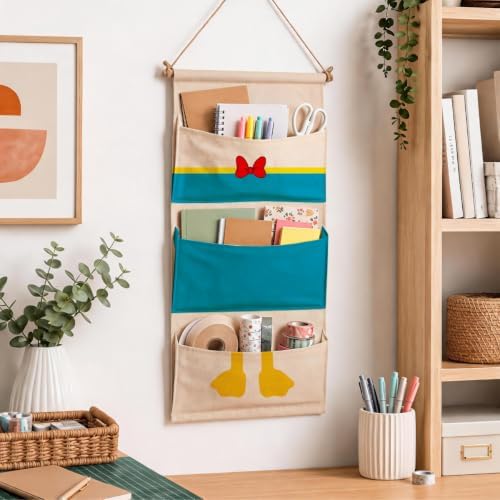 3-Pocket Hanging Wall Organizer, Cartoon Duck Design for Playroom - Image 6