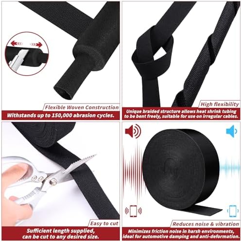 Oleitodh 66 ft 3/4 in 2:1 Heat Shrink Braided Sleeving, Black - Image 5