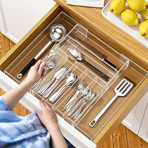 NIUBEE Acrylic Utensil Silverware Tray for Drawer, Clear Cutlery Organizer - Image 5