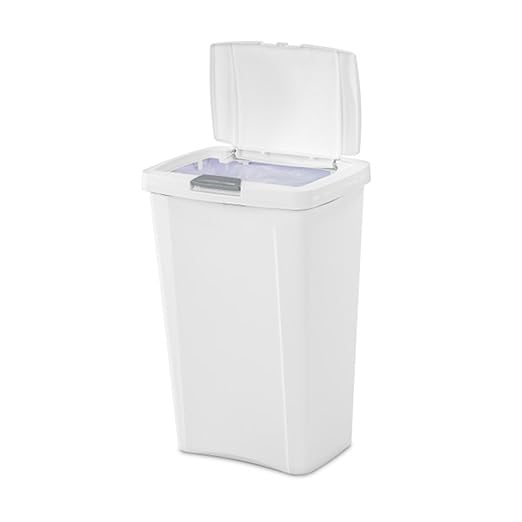 Sterilite 13 Gallon TouchTop Wastebasket Trash Can Garbage Recycle Bin with Titanium Latch for Kitchen, Garage, Basement, or Office, White (12 Pack)