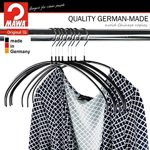 Mawa by Reston Lloyd, Euro Ultra-Thin Series, Non-Slip Space Saving Clothes Hanger, Style 40/PT for T-Shirts, Blouse, & Sun Dresses, Set of 20, Black - Image 6