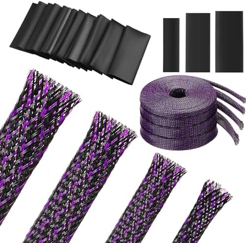 Tatuo 65.6 ft Braided Cable Sleeve Expandable Wire Sheathing (Purple) by Tatuo