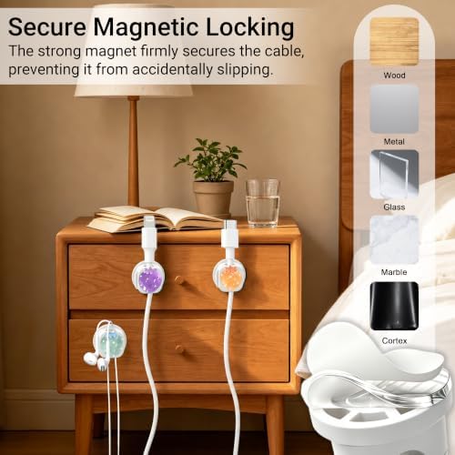 6Pack Magnetic Cable Clips,Night-Glowing Cord Holder,Strawberry - Image 3