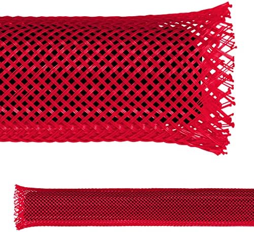 Electriduct 2" PET Expandable Braid Sleeving Flame Retardant Flexible Wire Mesh for Cord Management and Cable Protection - 25 Feet - Red by Electriduct