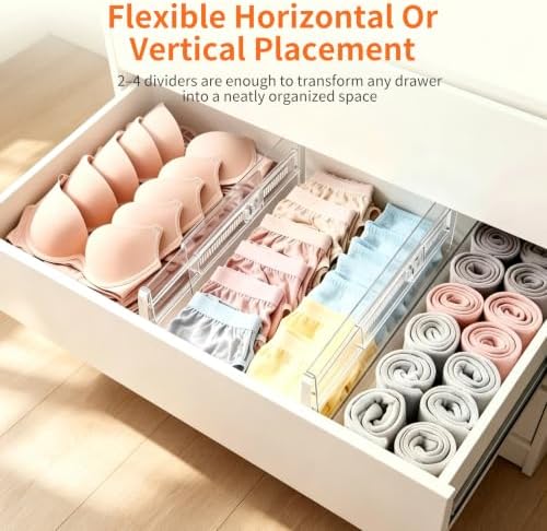 Adjustable Drawer Dividers 11.3-20in Organizer for Dresser (6) - Image 5