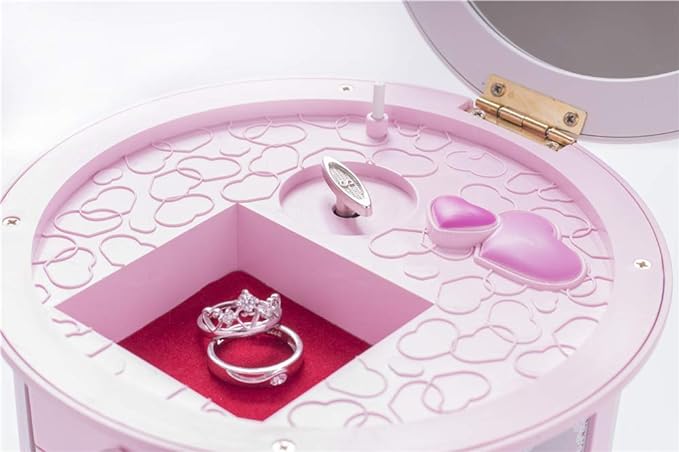 Renawe Girls Musical Jewelry Box Necklace Storage Accessories Gifts Cute Kids Jewelry Boxes for Little Girl Toddler Children Jewelry Organizer Best Girls Birthday Gift Stuff Child Music Jewelry Box