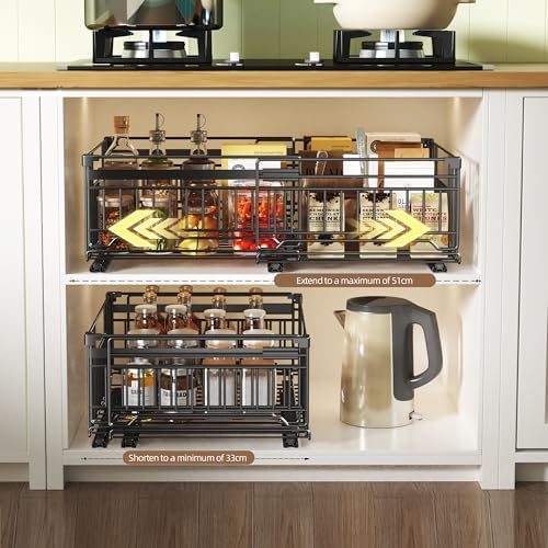 NETEL 2 Pack Expandable Pull Out Cabinet Organizer, 15" Deep - Image 6