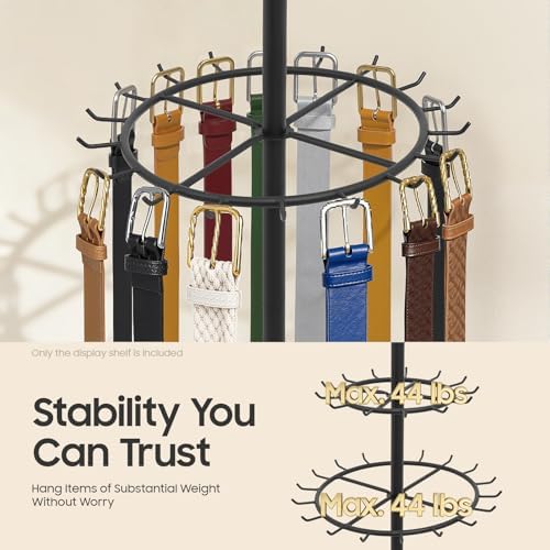 Floor Standing Belt Display, Metal Retail Tie Rack Hanger Organizer, Belt Stand Shelf for Clothing Store Bedroom Business (Black) - Image 3