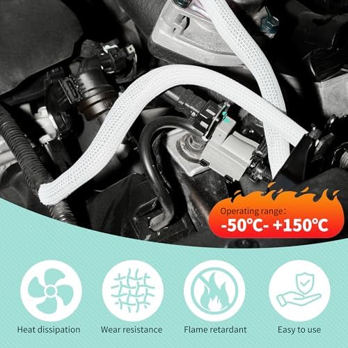 Split Wire Loom 2pcs 1/2 Inch 10ft, Braided Cable Sleeve for Cable Management, Cord Protector for Pets, TV, Desk & Automotive, White - Image 3