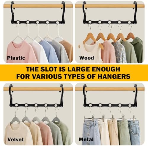 Closet Organizers and Storage, 8 Pack Stronger Space Saving Hangers for 40 Clothes, College Dorm Room Essentials for Guys Girls, Clothes Hanger with 5 Holes, Closet Storage, Magic Home Organization - Image 6