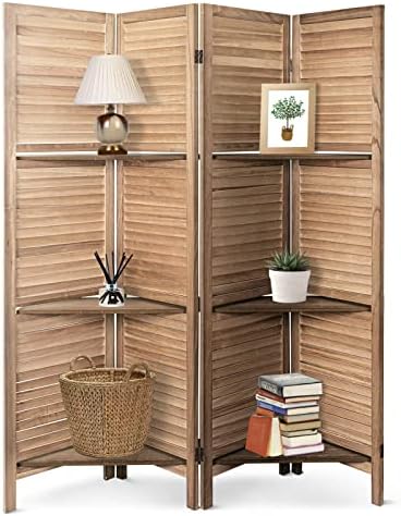 4 Panel Room Divider with Shelves by Unknown