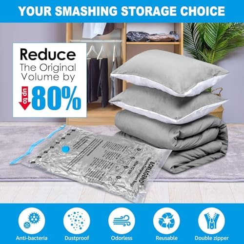 BoxLegend Vacuum Storage Bags with Hand Pump 6 Large 23.6’’x31.5’’ Thickened Vacuum Seal Bags for Clothing Coat Bedding Quilt Blanket Pillow Comforters - Image 4