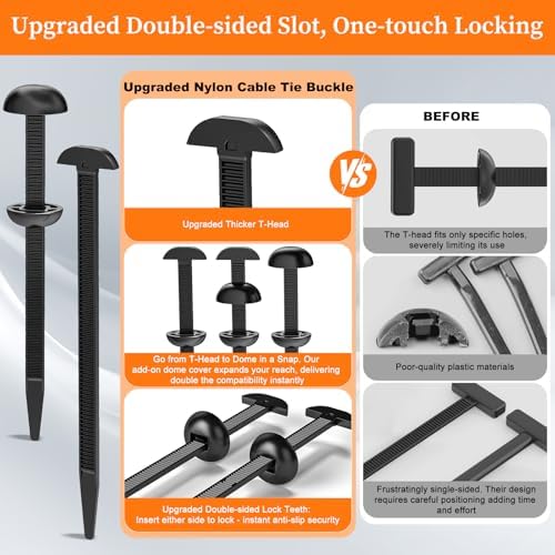 100-Pack Nylon Universal Cable Tie Buckle for Car, Automotive Zipper Clips - Image 4