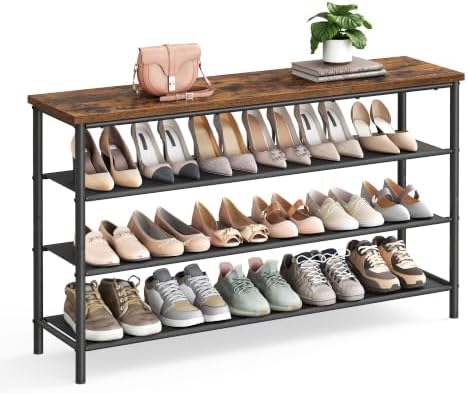 VASAGLE 4-Tier Shoe Rack, 15-18 Pairs, Steel Frame by VASAGLEbySONGMICSHOME
