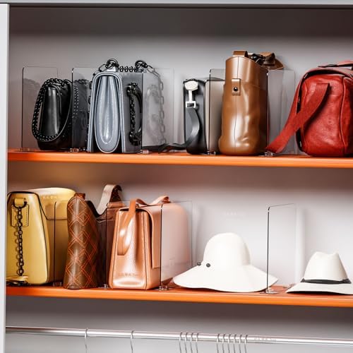 Yieach 8 Pack Acrylic Shelf Dividers for Closet Organization - Suitable for All Cupboard,Wood Shelves -Clear Closet Dividers for T Shirt,Towel,Bag,Purse Dividers,Handbag Organizer,Sweater Organizer - Image 5