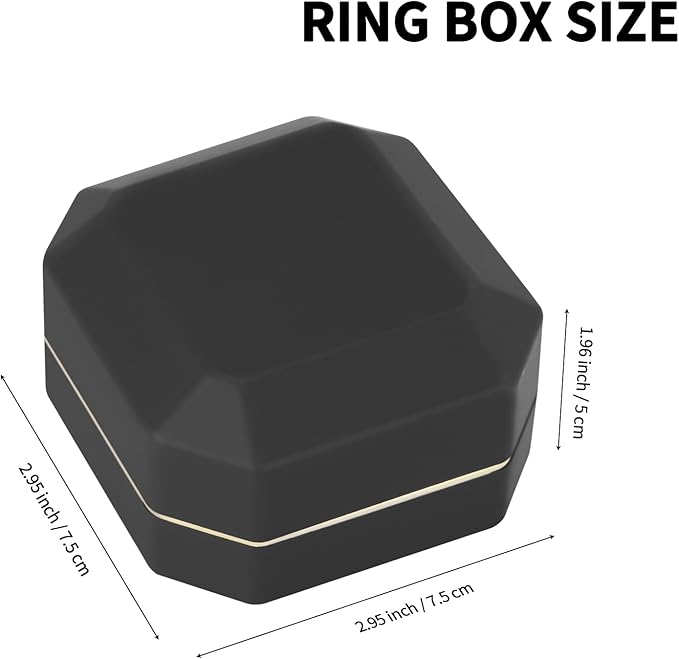 Luxury LED Jewelry Earring Pendant Stud Box, Velvet Earring Necklace Gift Box Storage Case Organizer Holder for Proposal Engagement Wedding Anniversary Birthday Ceremony (Black)
