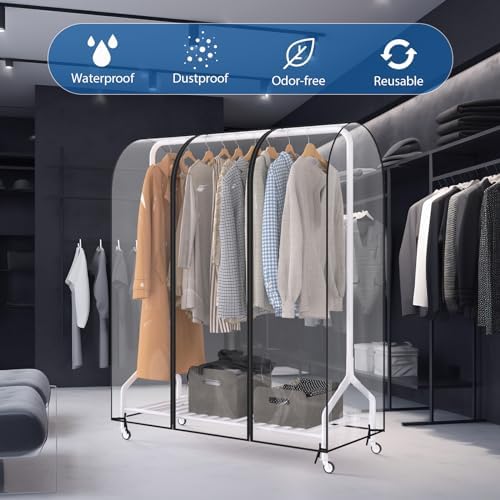 Zilink Clear Garment Rack Cover Transparent Clothes Rack Cover 50 in - Image 6