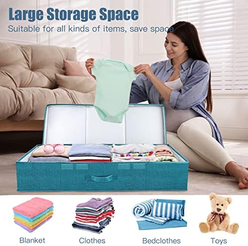 Supowin 2Pack Large Underbed Storage Containers Bin with Lids, Cyan Blue - Image 5