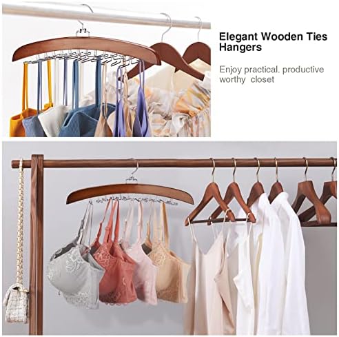 Tie Rack Tie Hanger 24 Hooks Wooden, Tank Top Hanger,Belt Organizer for Closet,with Upgraded 360°Rotating, Belts Scarves Accessories for Bras,Tank Tops,Camisoles… - Image 4