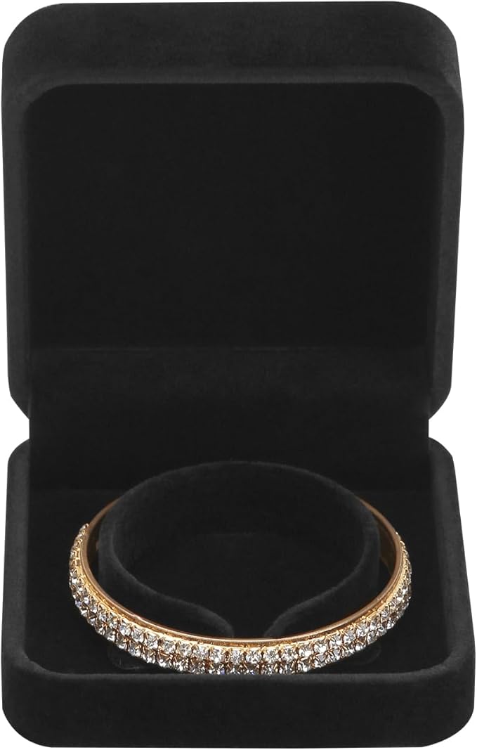 LETURE 4 Pieces Classic Velvet Bracelet Bangle Pendant Necklace Gift Box, Travel Jewelry Box Display Storage Case for Gift, Wedding, Engagement, Proposal, Birthday (Bracelet STYLE 1-4PCS)