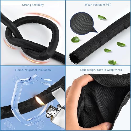 1 inch Cord Protectors from Pets No Chew, 10ft Wire Protector Cord Covers for Pets, Flexible Cable Sleeve Cord Management for TV Computer Wires - Image 2