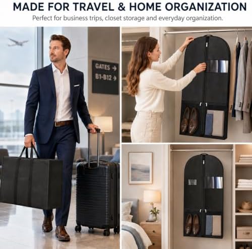 43 Inch Gusseted Garment Bag for Closet Storage and Workwear Organization - Image 7