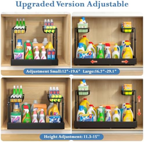 Under Sink Organizer, 2-Tier Slide Out kitchen Storage Metal Shelf, Black - Image 4