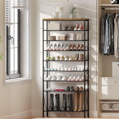 10-Tier Tall Shoe Rack, Large Capacity Shoe Shelf Holds40-45 Pairs, Shoe Shelf for Entryway, Hallway, Living Room, Rustic Brown - Image 2