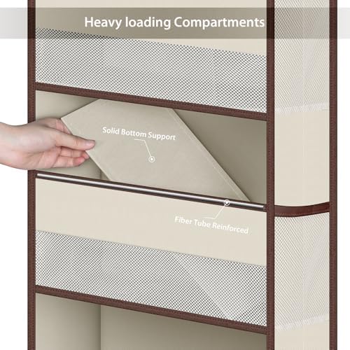 Univivi Fabric Over Door Hanging Organizer for Baby Nursery, Beige, 5-Shelf - Image 5