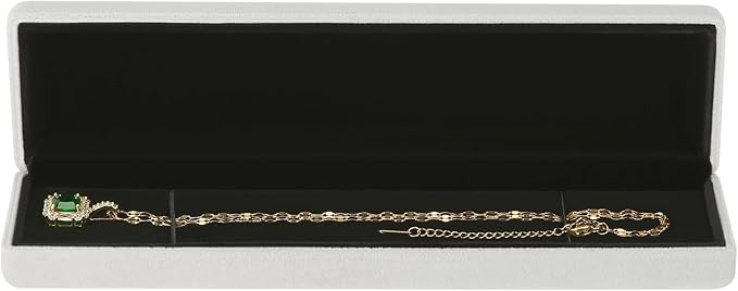 KUKUVR 2 Pieces Metal Velvet Necklace Bracelet Gift Box, Soft Lining Bracelet Pendant Long Chain Organizer Holder Display Case for Wedding Engagement Birthday Anniversary (Grey)