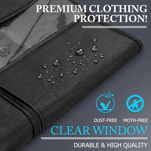 Hleelomi 1 Pack 43-in Garment Bag for Hanging Clothes Suit Bag Black - Image 5